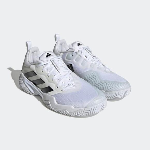 NWT adidas Men's Barricade Sneaker, White/Core Black/Matte Silver, 10 - Picture 1 of 7